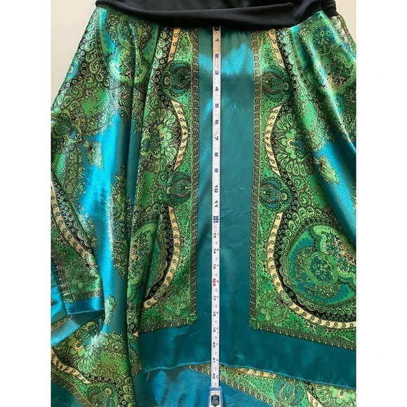 AGB Dress Black Halter Backless Sundress Asymmetrical Green Boho Patten Summer - Picture 13 of 16